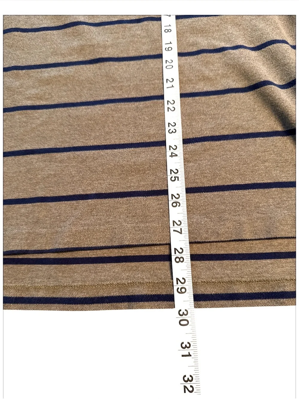 Polo by Ralph Lauren Shirt Mens Brown Navy Blue Striped Short Sleeve Polo Large